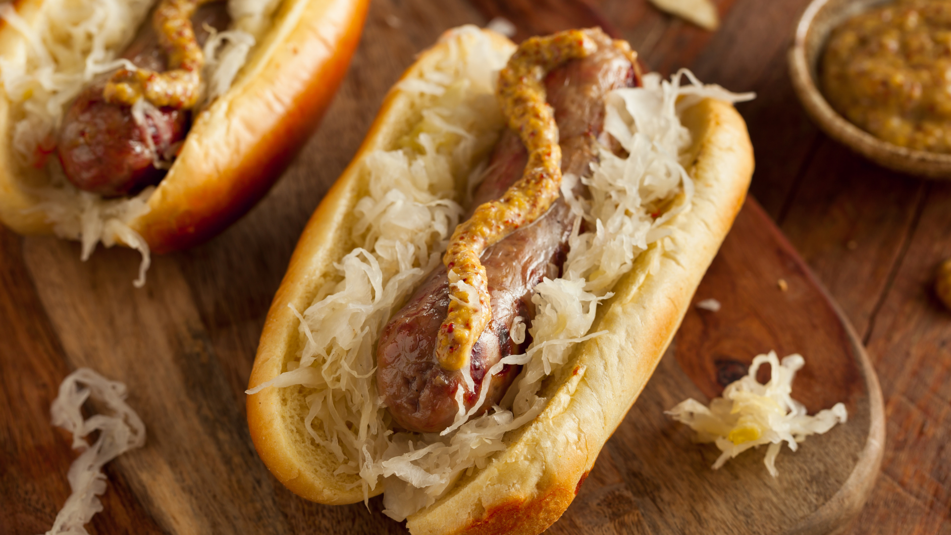 Classic Bratwurst with Sauerkraut and Mustard